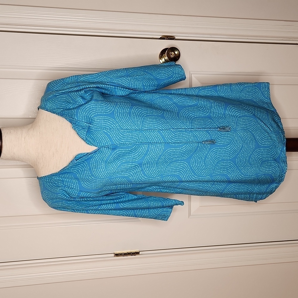 Escapada Beach Blue Light Green Swirl Pattern Tunic Coverup Size XS